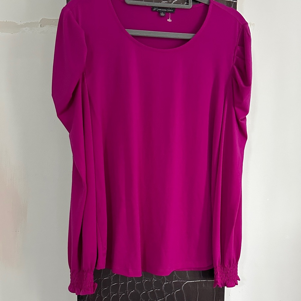 Adrianna Papell Magenta Long Sleeve Blouse
